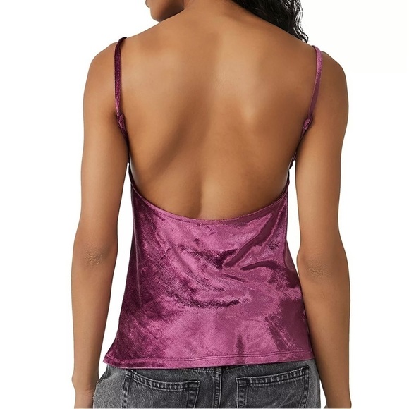 Free People All Night Velvet Tunic Camisole Top Fig Jam Purple Size Small NWT - Picture 4 of 7
